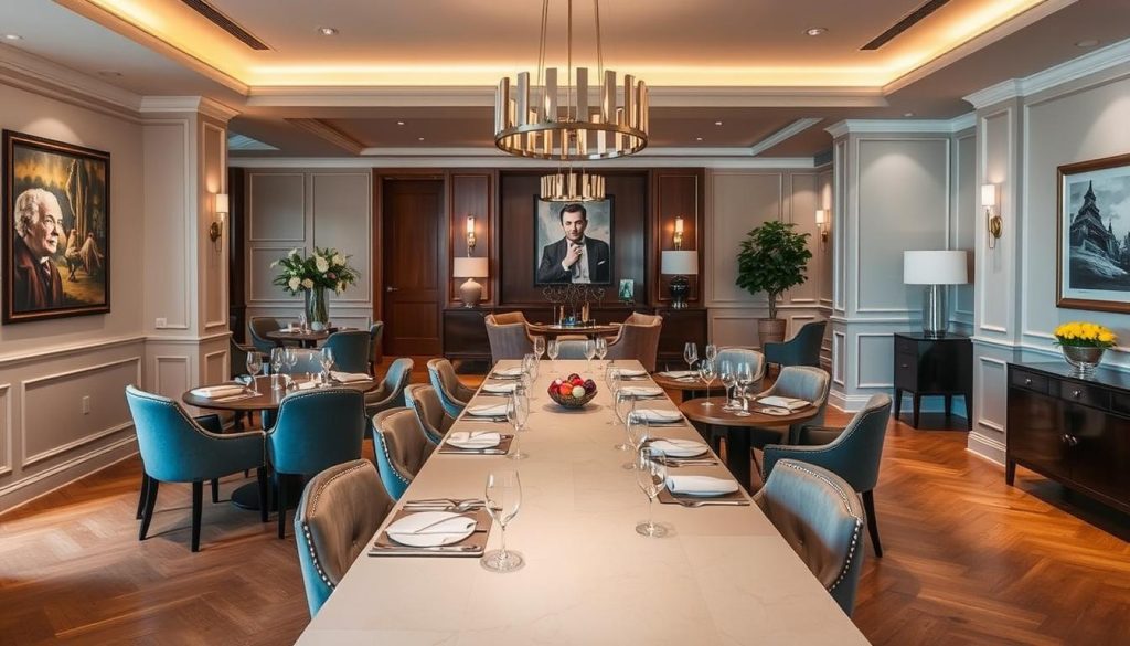 Imagem de uma sala de jantar bem-planejada