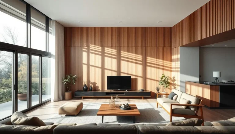 Decoração de sala com painel ripado