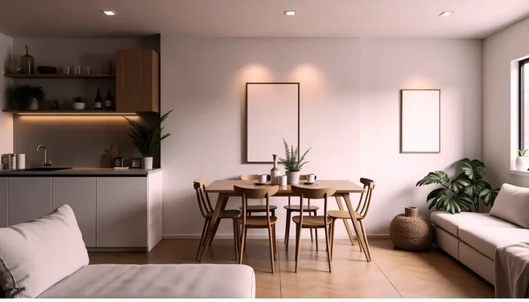 Foto de uma sala pequena com mesa de jantar