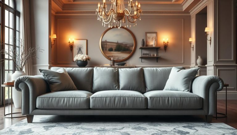decoração sala com sofa cinza