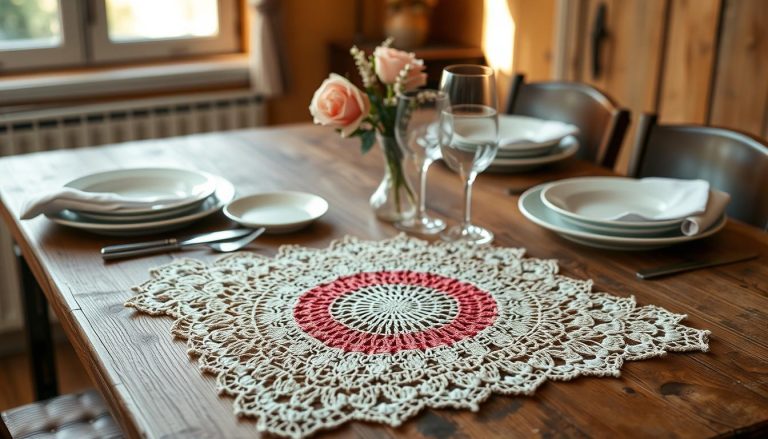 mesa posta com sousplat de croche​