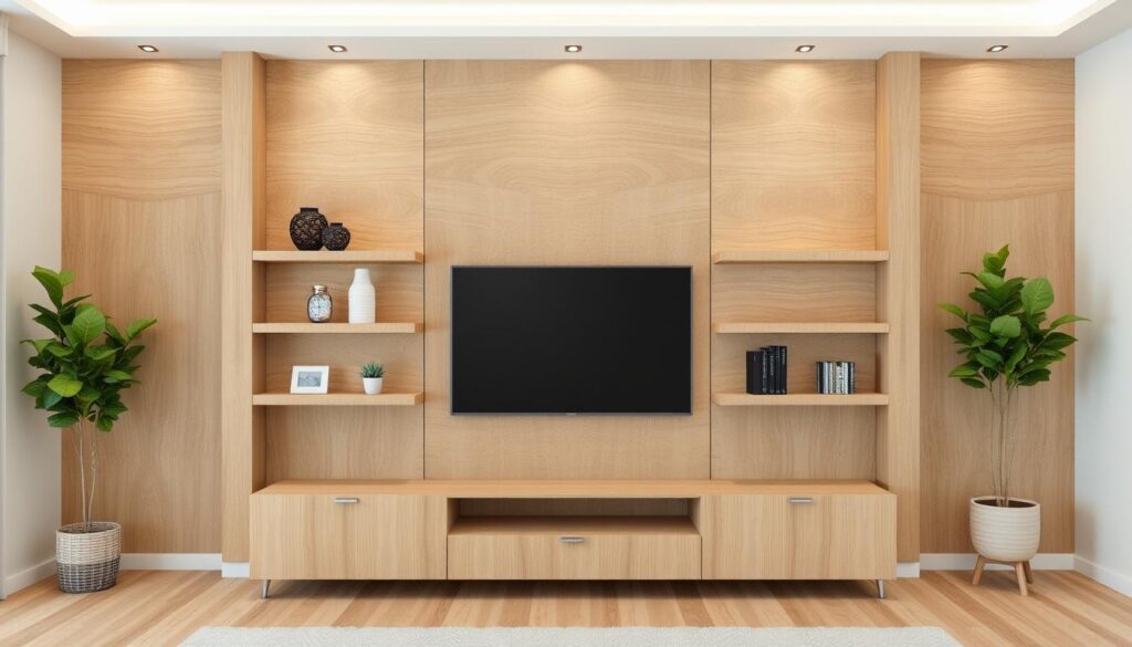 Gerar imagem de painel de MDF com nichos para sala Imagem de painel de MDF com nichos para sala