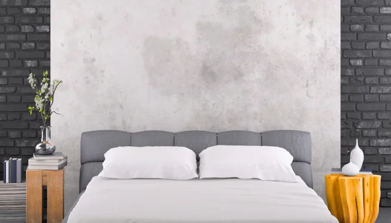 parede de quarto com cimento queimado