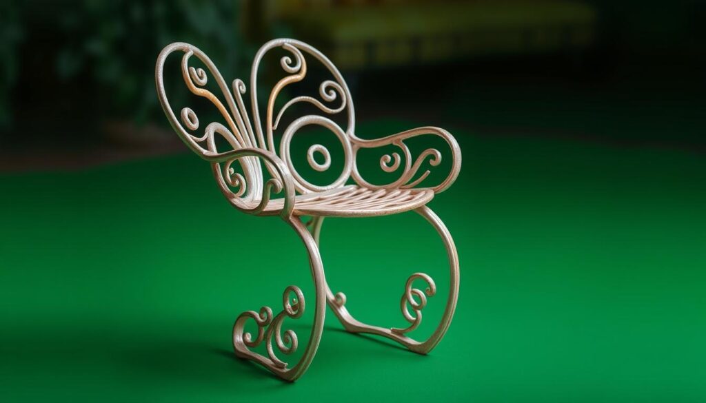 Imagem de uma cadeira decorativa com forma orgânica e curva Imagem de uma cadeira decorativa com forma orgânica e curva