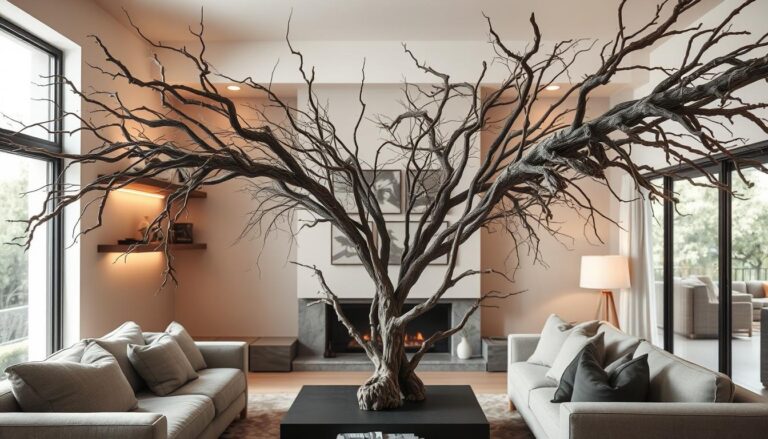 decoração com galhos secos para sala