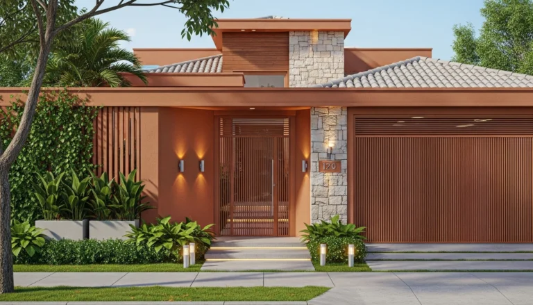 lindo projeto de decoração de casa moderna na cor terracota