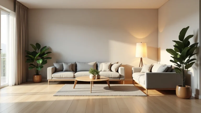 linda sala decorada com piso laminado