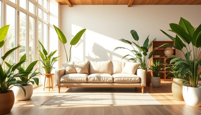 Decoração de sala com sofa ilha