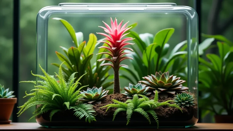 terrario fechado com lindas plantas