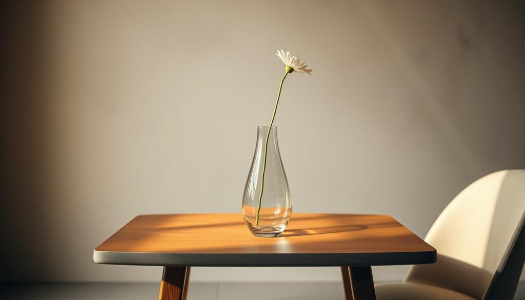 A stunning glass vase sits atop a sleek, minimalist wooden table, casting a soft, ethereal glow on the surroundings. The crystal-clear vessel holds a single, elegant flower, its delicate petals gently swaying in the warm, ambient light. The scene is framed by a backdrop of muted, earthy tones, creating a serene and inviting atmosphere that evokes the timeless beauty of natural elements in harmony. The image conveys a sense of tranquility and sophistication, perfectly capturing the essence of the "A Beleza Atemporal dos Vasos de Vidro na Decoração" section of the article. A stunning glass vase sits atop a sleek, minimalist wooden table, casting a soft, ethereal glow on the surroundings. The crystal-clear vessel holds a single, elegant flower, its delicate petals gently swaying in the warm, ambient light. The scene is framed by a backdrop of muted, earthy tones, creating a serene and inviting atmosphere that evokes the timeless beauty of natural elements in harmony. The image conveys a sense of tranquility and sophistication, perfectly capturing the essence of the "A Beleza Atemporal dos Vasos de Vidro na Decoração" section of the article.