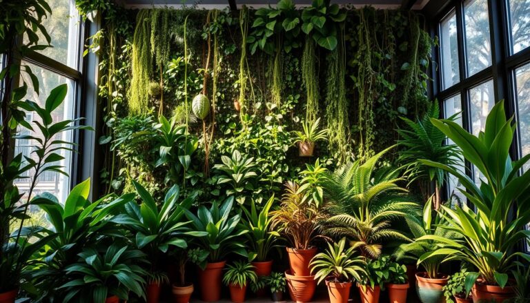 decoração com plantas verdes na parede