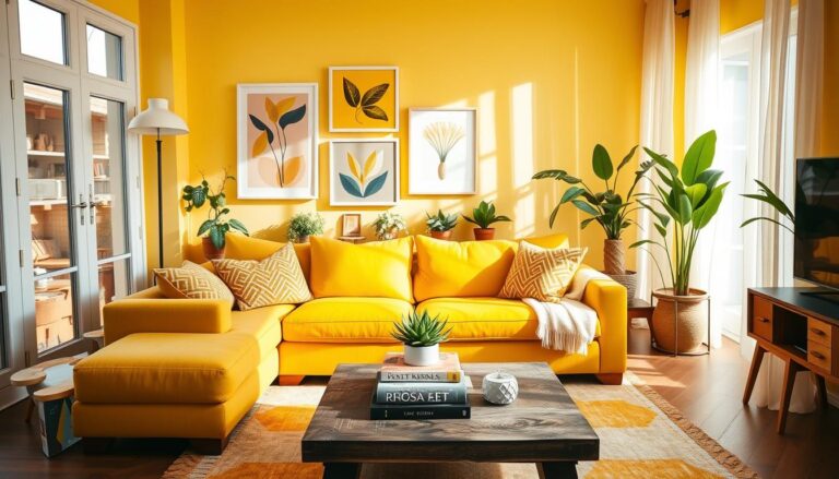 decoração de sala amarela