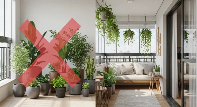 Adeus as plantas no chão da varanda