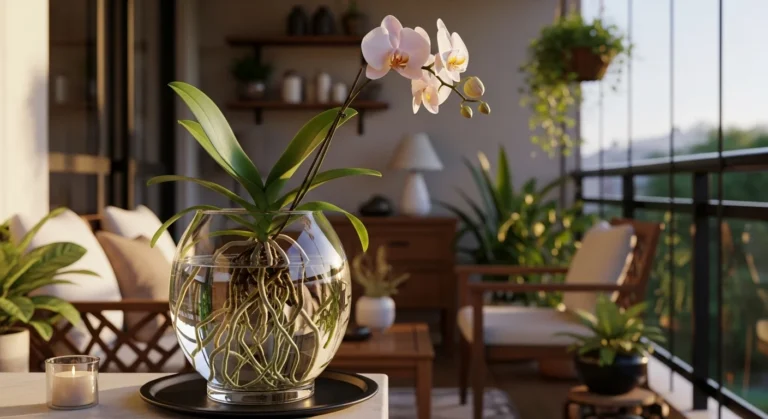 orquídeas em água