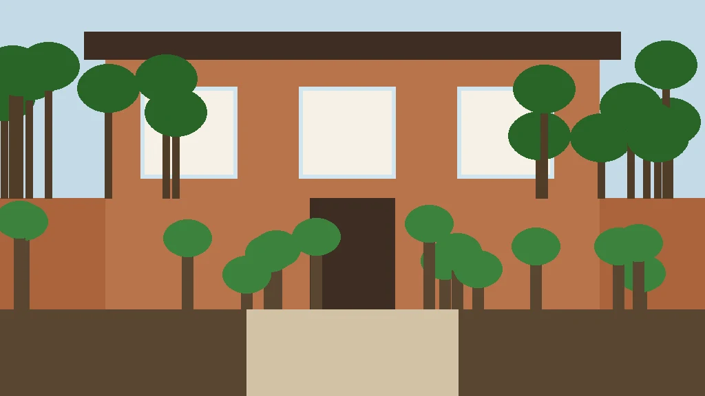 Fachada e muro externo de casa pintados em tons terrosos combinando com o paisagismo tropical
