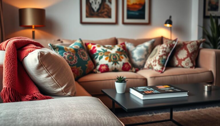 como decorar sofá com manta e almofadas